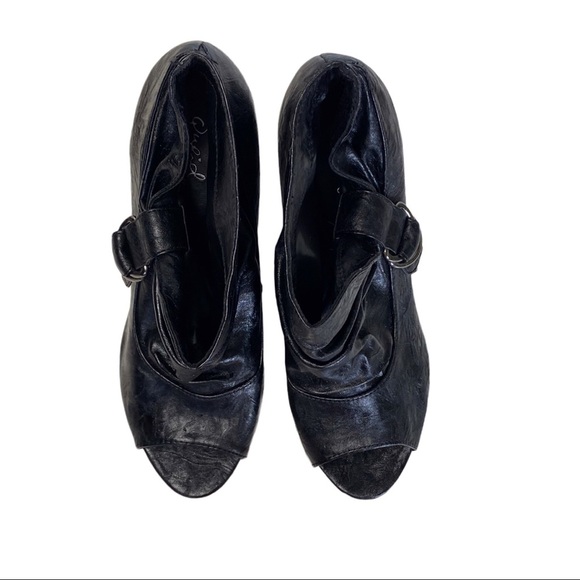 Qupid Black Open Toe Slouchy Ankle Boot - Picture 6 of 12